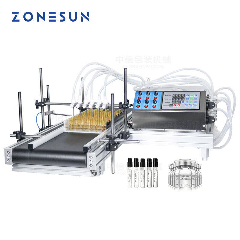 ZONESUN 6头疫苗安瓿瓶制药药剂试管 可配托盘输送带蠕动泵灌装机
