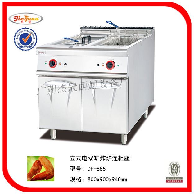 杰冠 DF-885立式电热炸炉连柜座 立式电热汤池连柜座