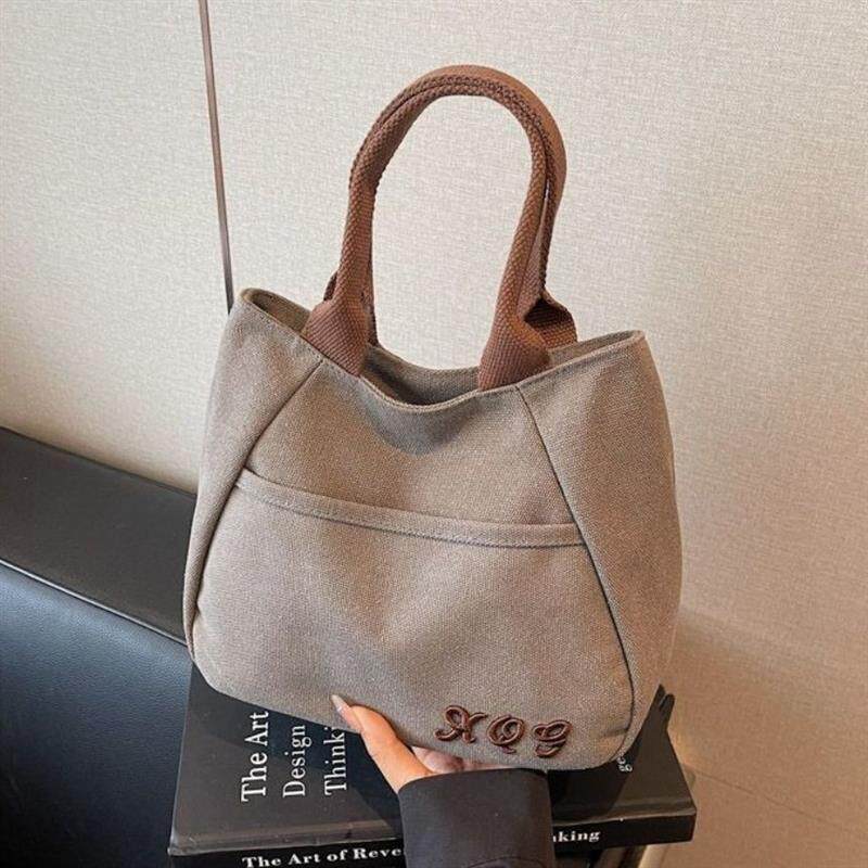 上班用的小提包小众帆布包女出门上班小拎包通勤托特包新款日常百
