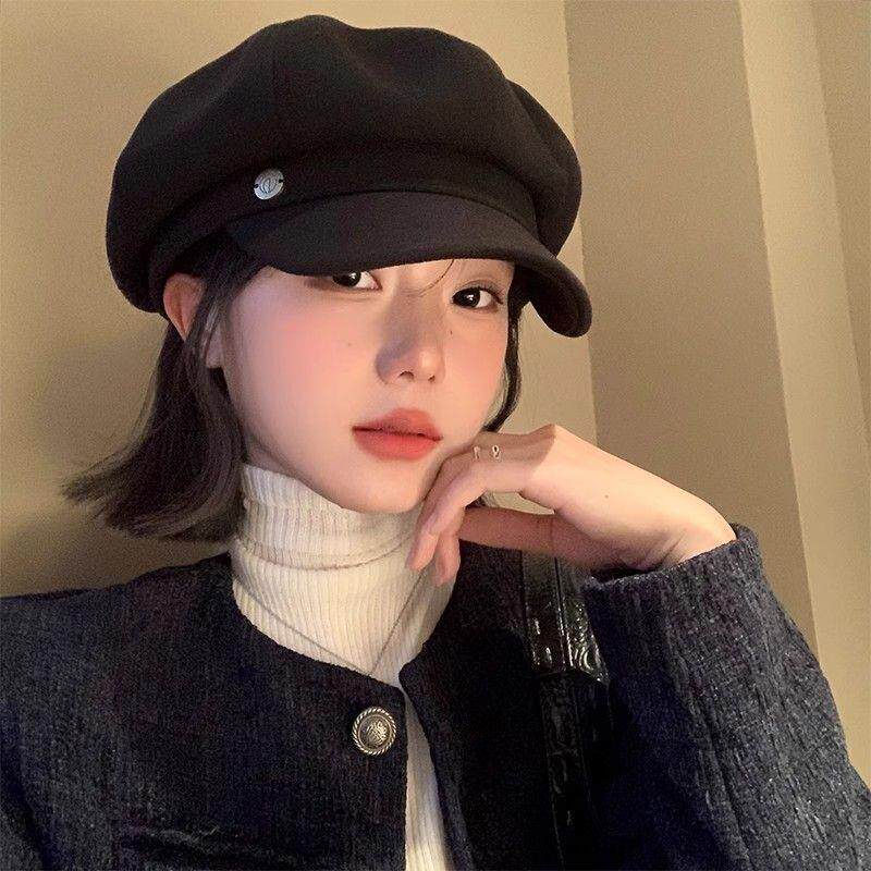 大码头围帽子65cm大码黑色贝雷帽女2025年秋冬百搭大号帽子大头围