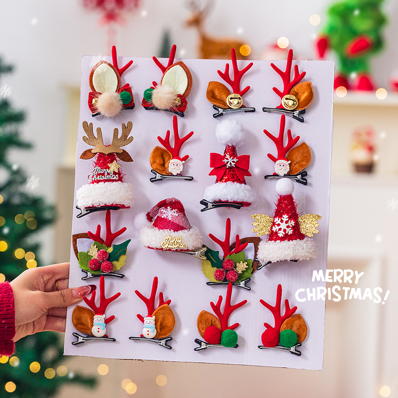 圣诞老人雪人发箍头饰圣诞帽发夹