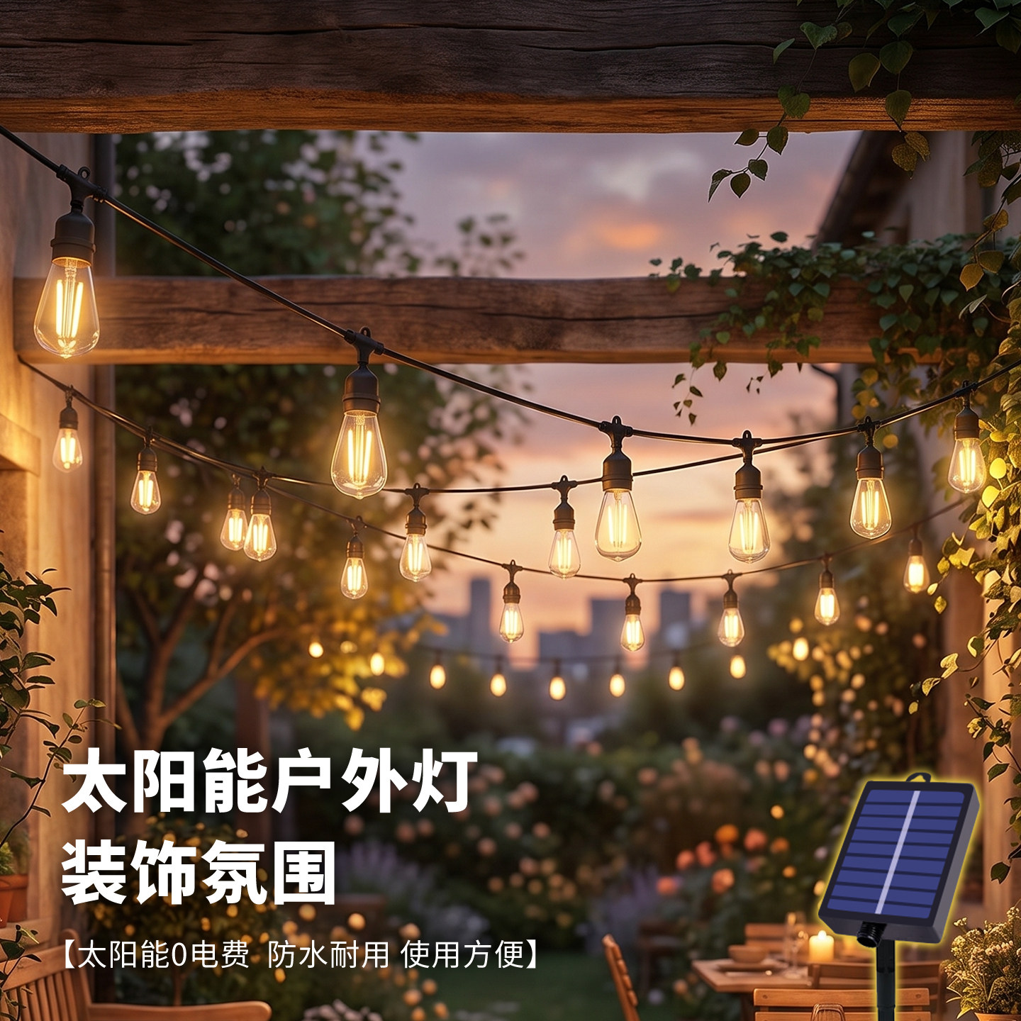 太阳能高亮防水灯泡农村家用庭院灯照明灯户外装饰景观灯花园挂灯