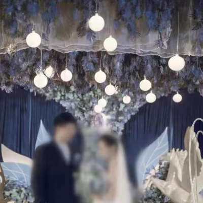 婚庆白色球泡圆球灯串龙珠吊灯婚礼堂吊顶装饰布置道具橱窗美陈