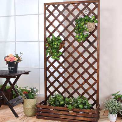 户外防腐木网格花架子室内实木阳台隔断栅栏绿萝花盆架植物爬藤架