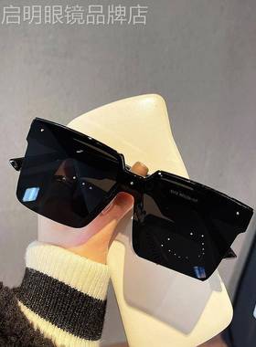 启明下半方框超黑色偏光墨镜