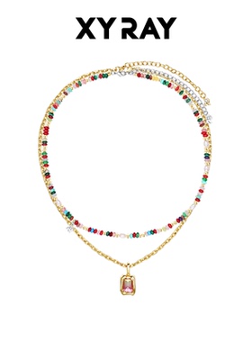 XYRAY 串珠项链原创设计多巴胺锁骨链小众叠戴项链女款2025新款
