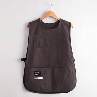 家用厨房围裙防泼水咖啡店工作服透气马甲加大款背心围腰男女通用