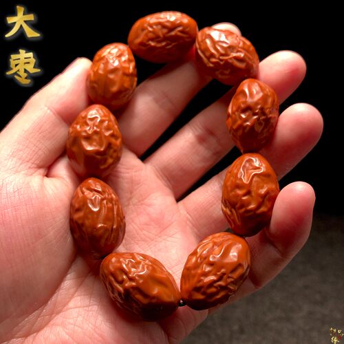 橄榄核精雕大红枣手串