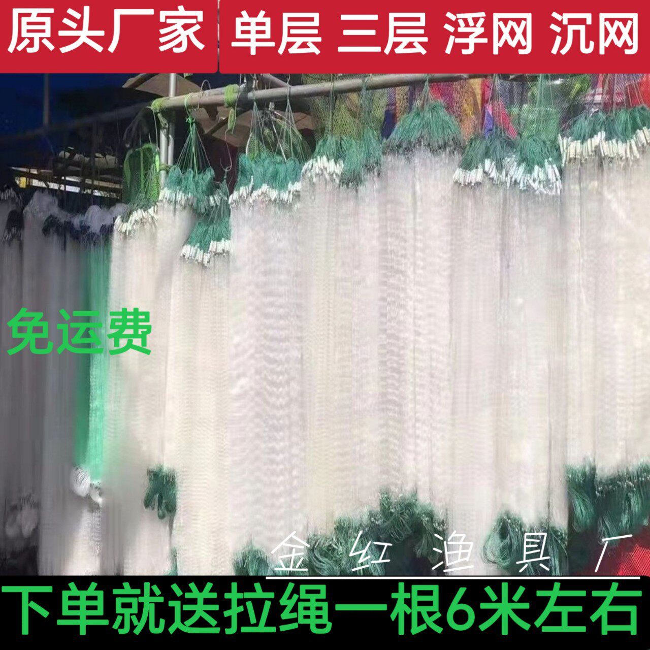 一指白条网进口渔网单层沉网