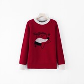 针织圆领WH 甜甜圈Tia专享 百搭宽松加厚印花长袖