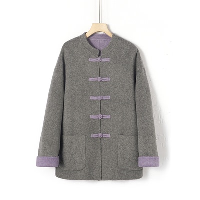 【妮妮推荐】2025新中式国风盘扣秋冬气质毛呢外套885057