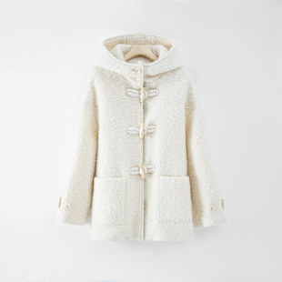 秋冬韩系氛围马海毛连帽外套88198 妮妮推荐