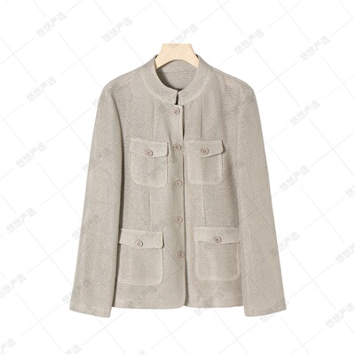 【高端线LP同款】高级感银丝亚麻极简老钱风设计感外套 25873