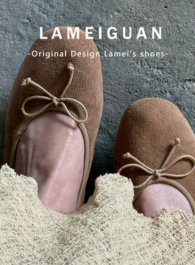 棕色法式蝴蝶结平底单鞋女2026春季新款复古气质圆头浅口芭蕾舞鞋