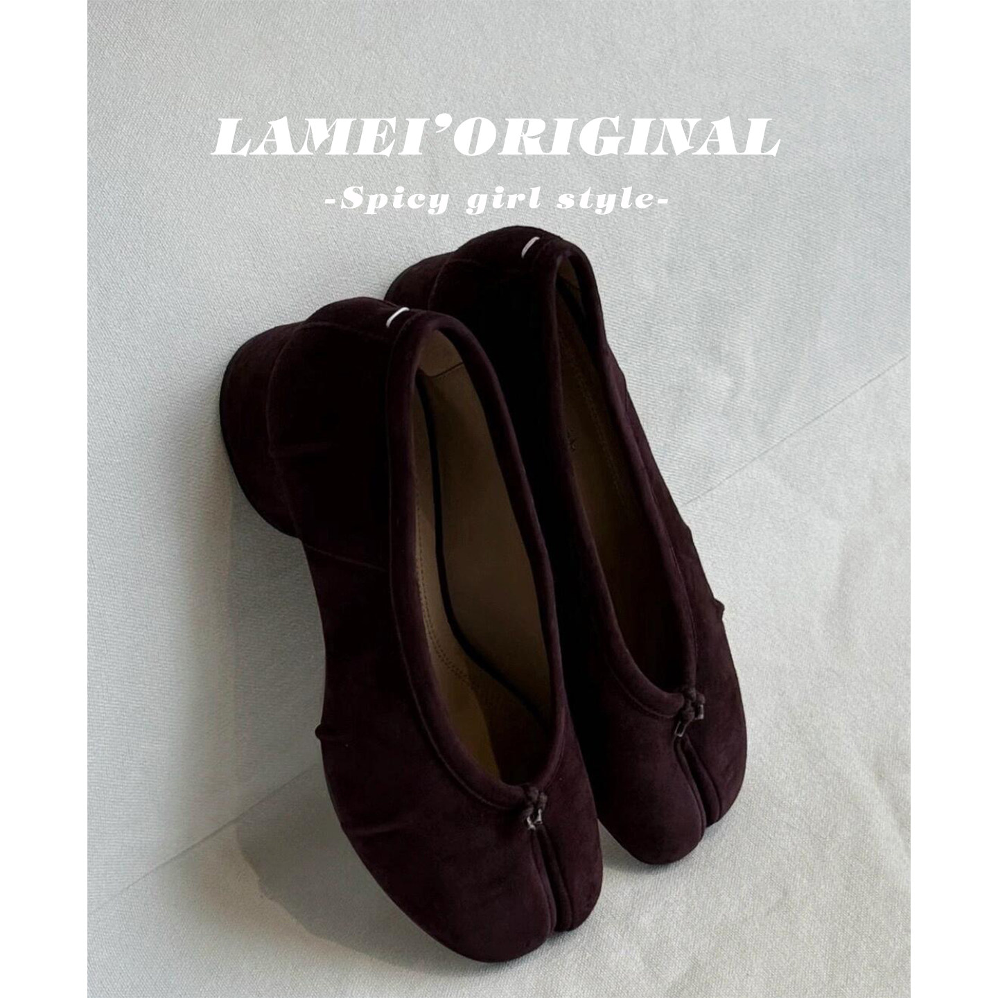 法式性感红色粗跟分趾芭蕾鞋女春2026新款绝美浅口高跟单鞋不累脚