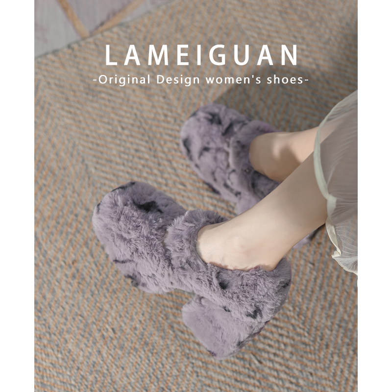 斑点豹纹粗跟加绒高跟玛丽珍鞋女