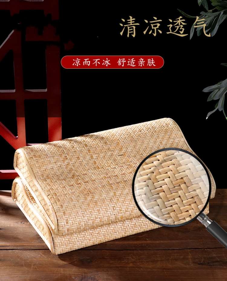 夏凉枕头竹凉枕镂空竹子枕头镂空助眠夏季席片双面空心竹编枕头男