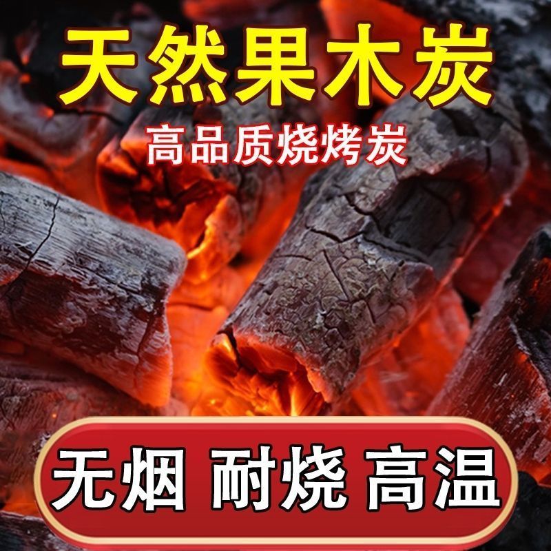 纯天然烧烤木炭荔枝果原木炭户外易燃耐烧无烟煮茶家用一整箱批发