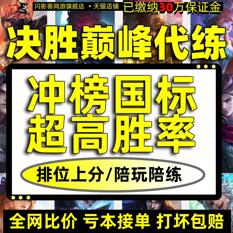 决胜巅峰排位代打代练无尽对决上分战力巅峰赛带陪玩陪练车队国标