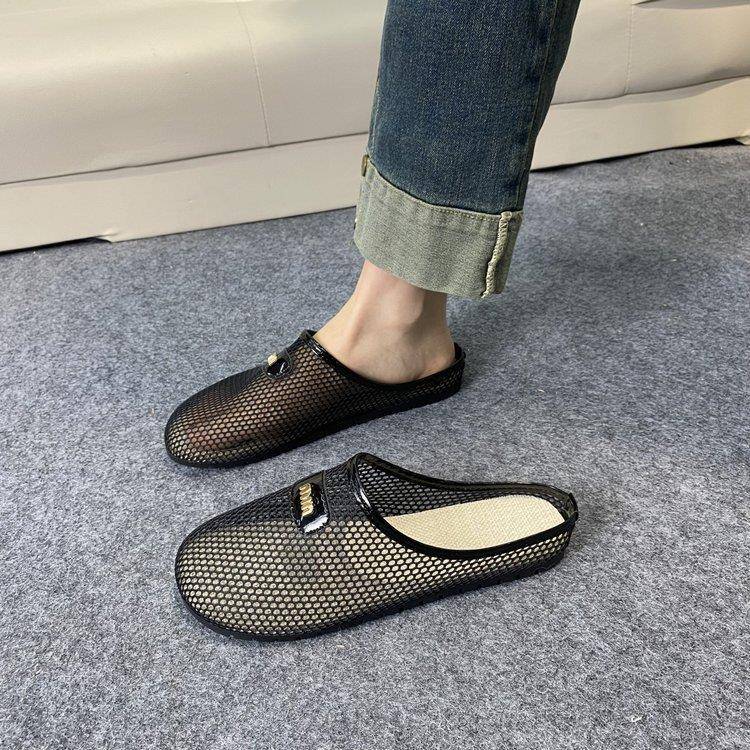 文艺复古舒适软底包头拖鞋平底法式穆勒鞋镂空洞洞夏季凉拖女外穿