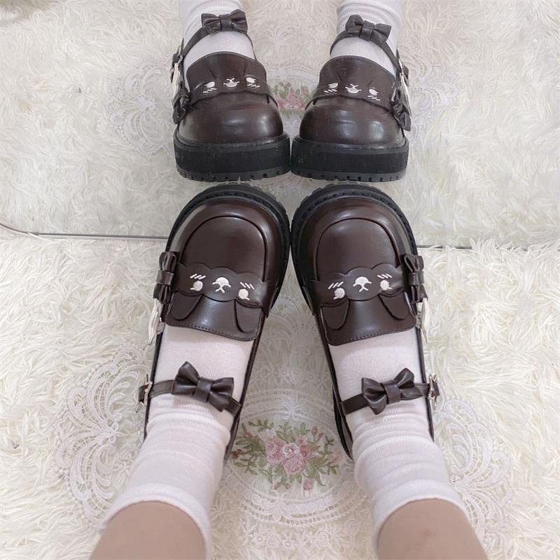 平底皮鞋小众设计感洛丽塔女鞋蝴蝶结甜美百搭JK制服水手服套装鞋
