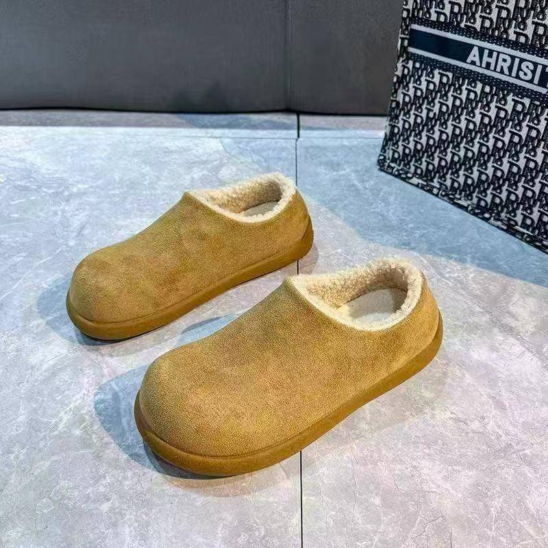 韩版加绒小土豆勃肯鞋女2025冬季新款防滑百搭保暖全包毛毛棉鞋女