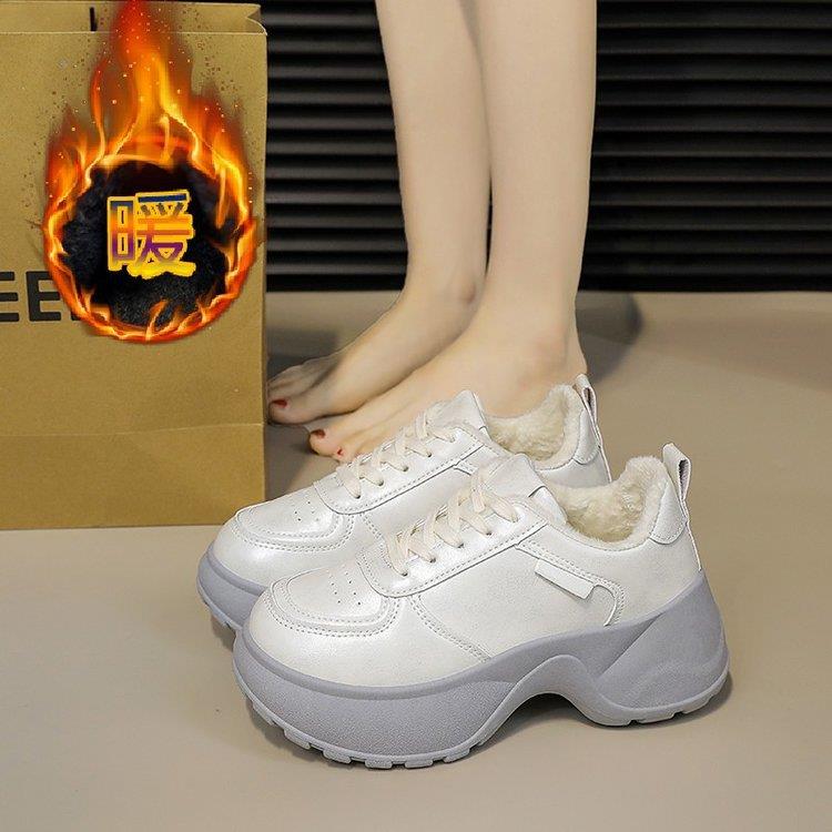 厚底增高老爹鞋女款2025新款冬季校园百搭运动鞋加绒小个子休闲鞋
