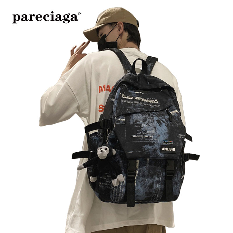 巴塔正品pareciaga迷彩双肩包工装风大容量学生男女校园旅行背包