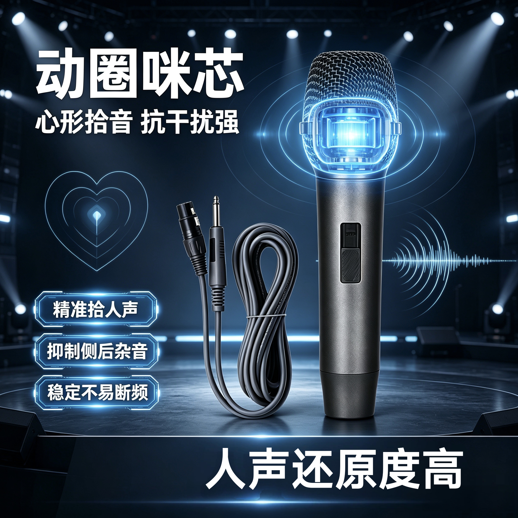 演唱会专用有线话筒 舞台连接音响功放家用ktv唱歌动圈有线麦克风