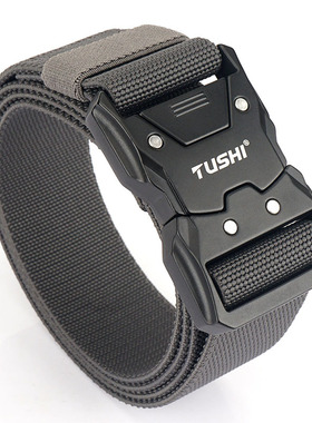 新款快拆弹力腰带对插卡扣户外工装帆布皮带男士军迷训练战术裤带