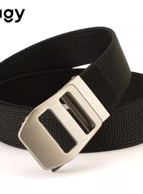微弹力自动扣编织腰带男士加厚休闲帆布皮带工装牛仔裤免打孔裤带