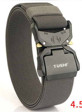 4.5cm铝合金头尼龙腰带松紧弹力工装裤带男青年插扣运动帆布皮带