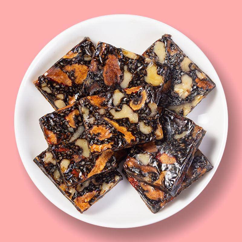 节日礼盒黑阿胶糕2块00g正宗山东东阿即食XOC芝麻核桃熬阿胶打粉