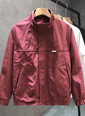 it Afternnaths潮牌！酒红色冲锋衣夹克男宽松休闲 春秋棒球服外