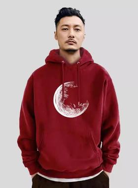 潮牌it neith BIAS本命年红色连帽卫衣男士秋冬加绒情侣新年衣服