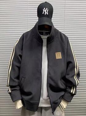 it Afternnaths潮牌立领夹克男宽松休闲运动百搭条纹休闲上衣拉炼