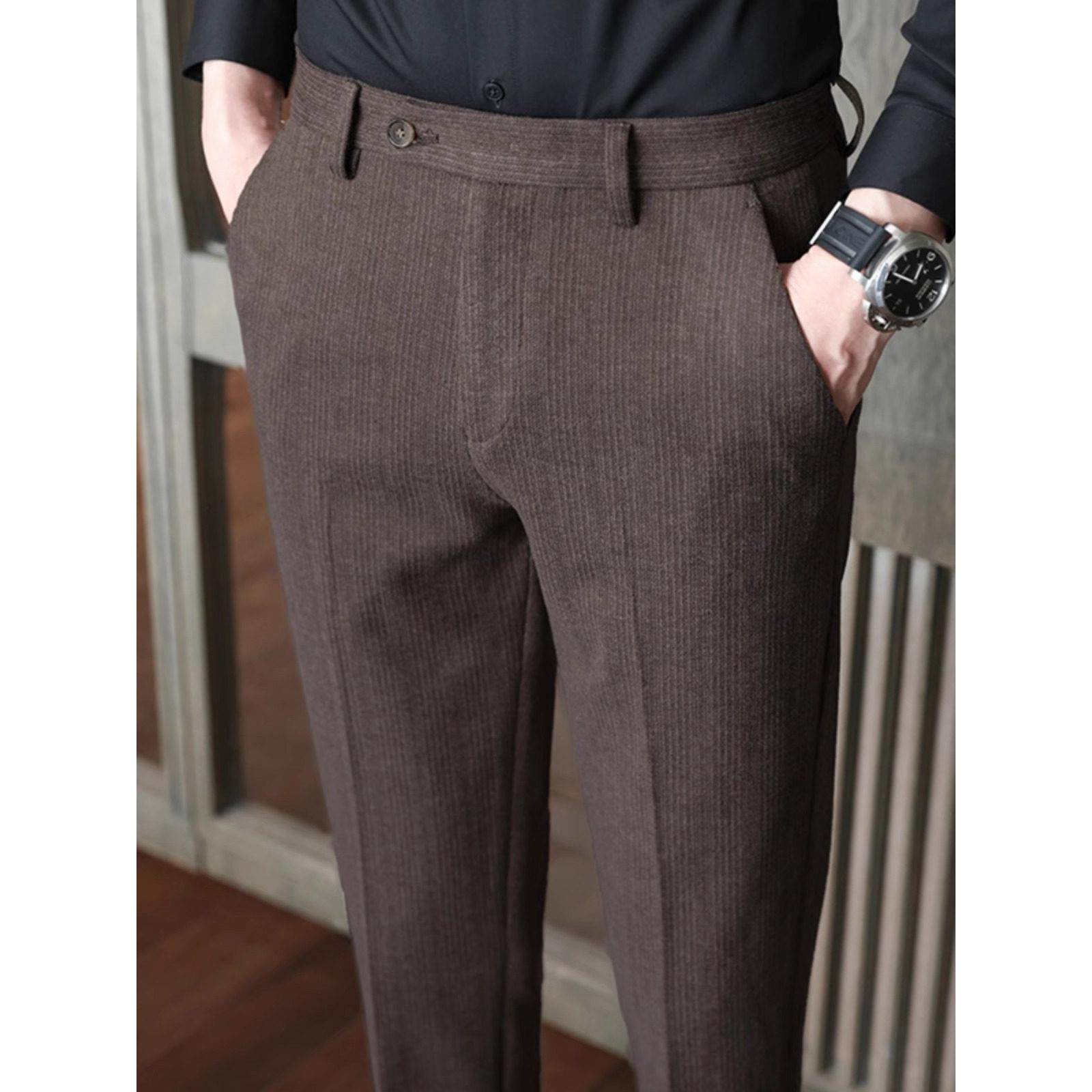 LL男装西裤男秋冬款九分修身小脚毛呢2024年新款休闲潮牌西装裤子