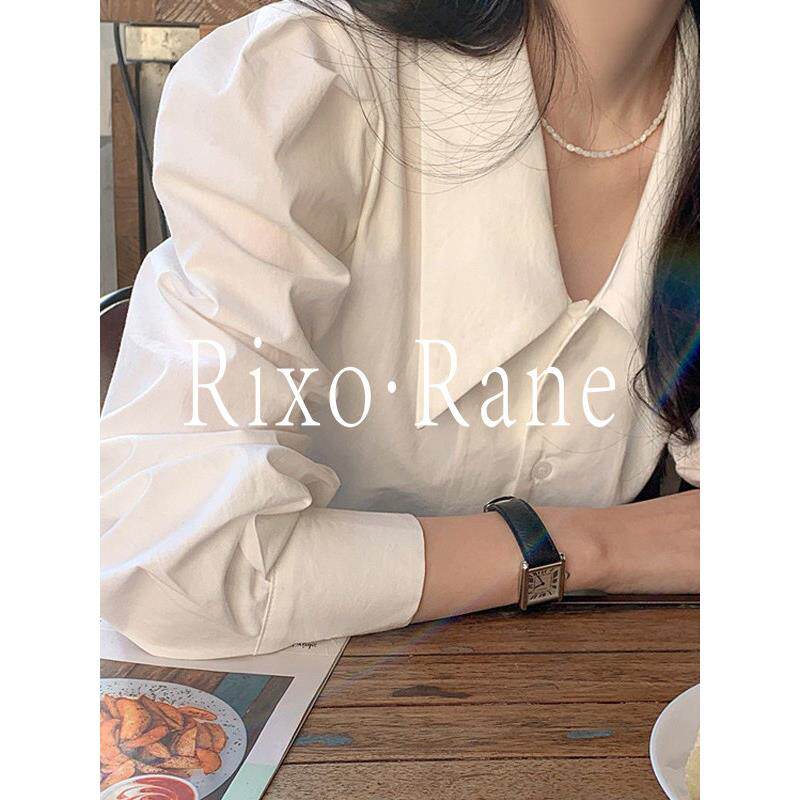 法国Rixo Rane 轻熟风职场衬衣泡泡袖上衣高级感尖领白衬衫女春秋