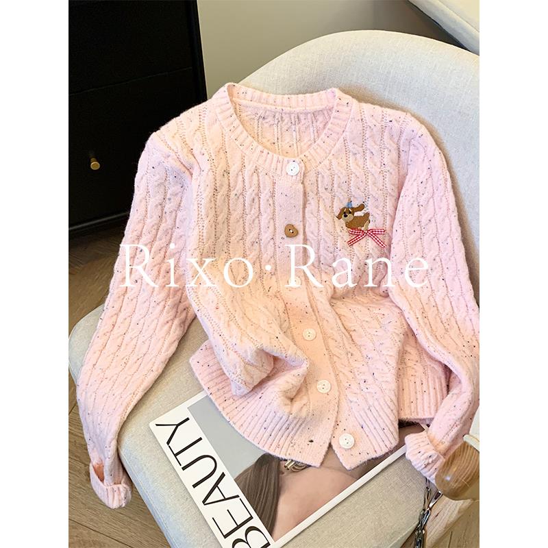 法国Rixo Rane ⭐时尚学院风小狗刺绣毛衣女秋冬温柔甜美针织开衫