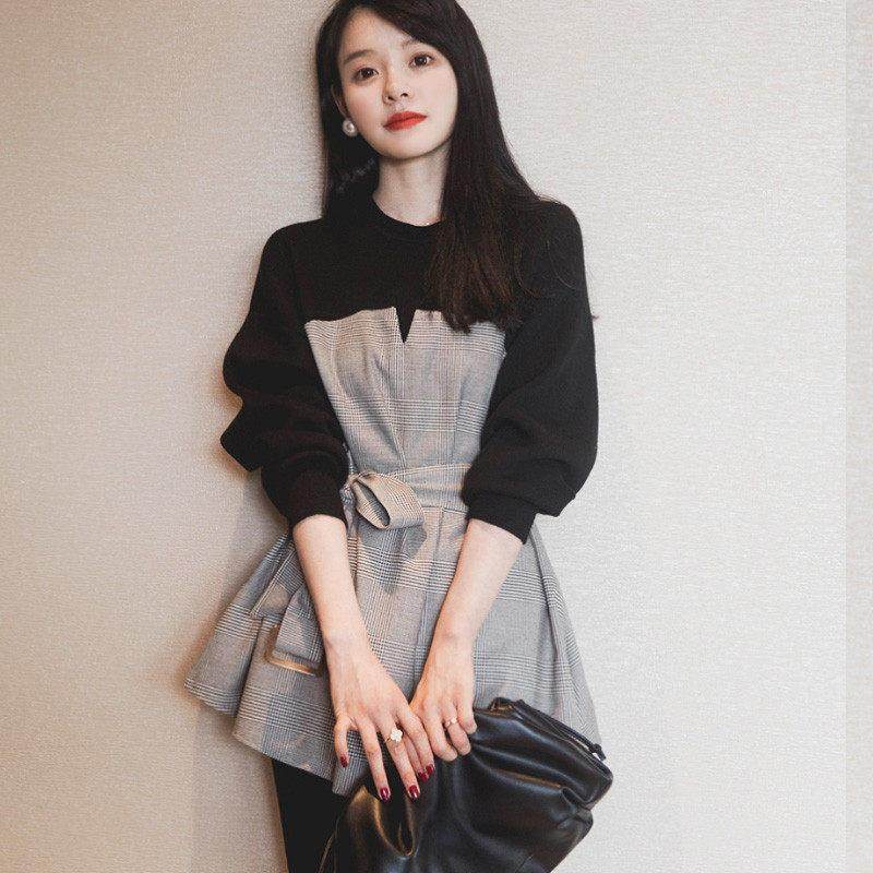 欧洲站2025春装新款小香风洋气时尚上衣短裙气质显瘦针织连衣裙女,女装/女士精品,连衣裙,淘宝优惠券,粉丝福利购,淘宝优惠卷