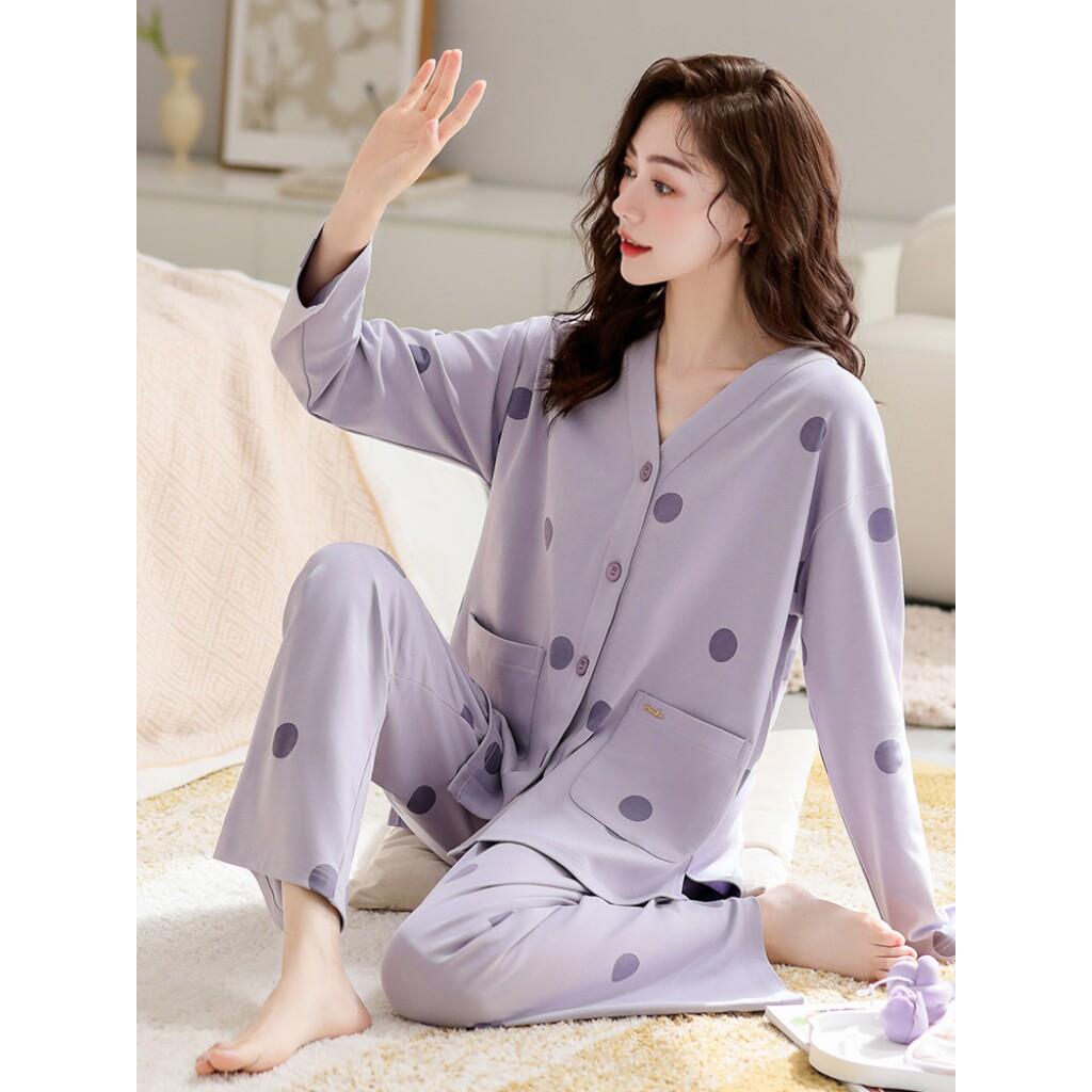 高端品牌2025新睡衣女款春秋款纯棉长袖秋天休闲家居服款秋季套装