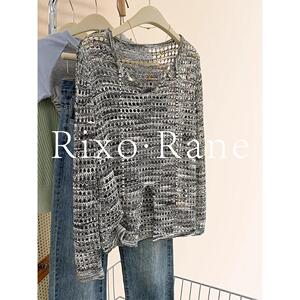 法国Rixo Rane 尽显美感⭐法式灰色镂空薄款叠穿罩衫防晒针织衫女