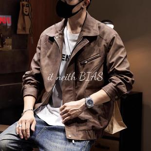 复古蜡染工装 BIAS美式 皮衣夹克男士 秋季 机车风外套 新款 neith