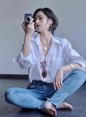 Rixo Kelly法国女装设计新优雅轻成熟风格覆古休闲工作服防晒衬衫