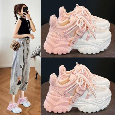 香港Daddy Shoes厚底女鞋2025夏季新款休闲运动增高白鞋透气网眼