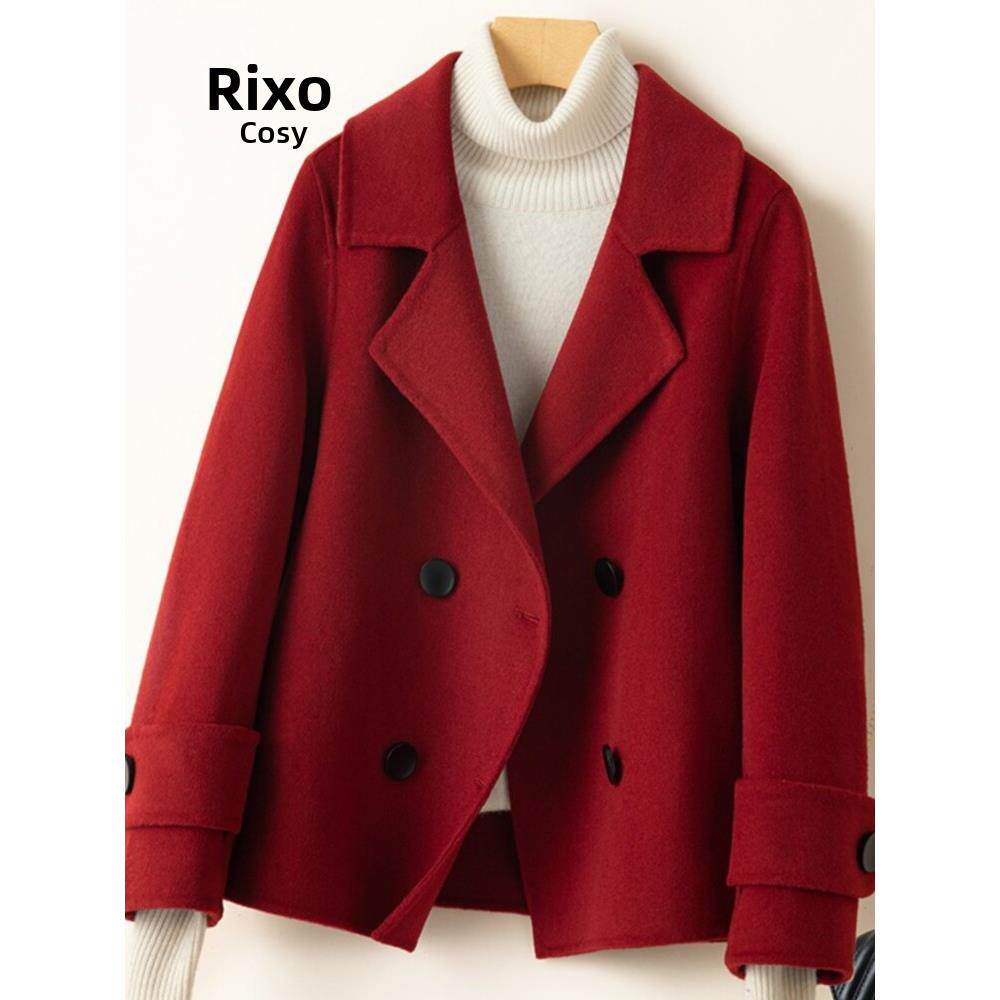 RIXO COSY小个子新年红色双面羊绒大衣女西装毛呢高级感外套