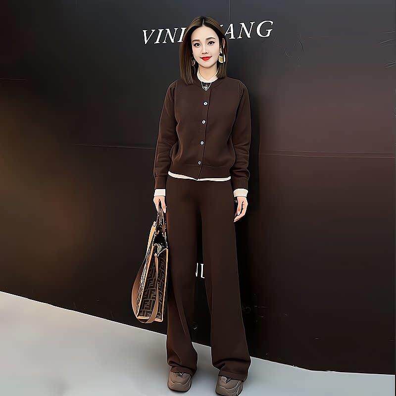 欧洲站休闲运动套装女秋冬2025年新款时尚洋气减龄阔腿裤两件套潮