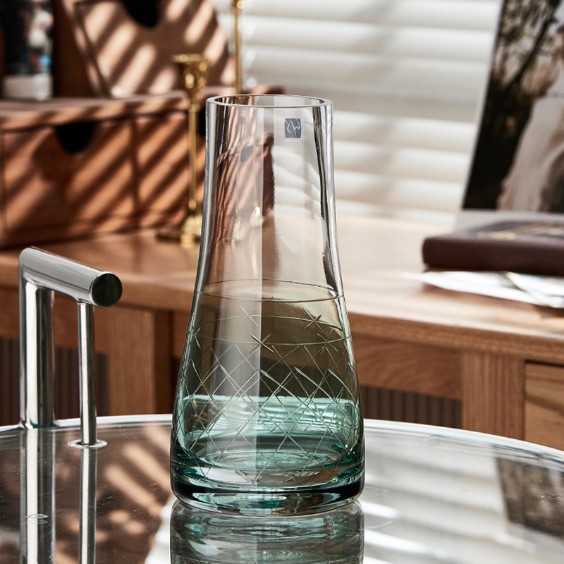 北欧ins风简约手工雕刻玻璃花瓶水培鲜花插花客厅水养创意摆件