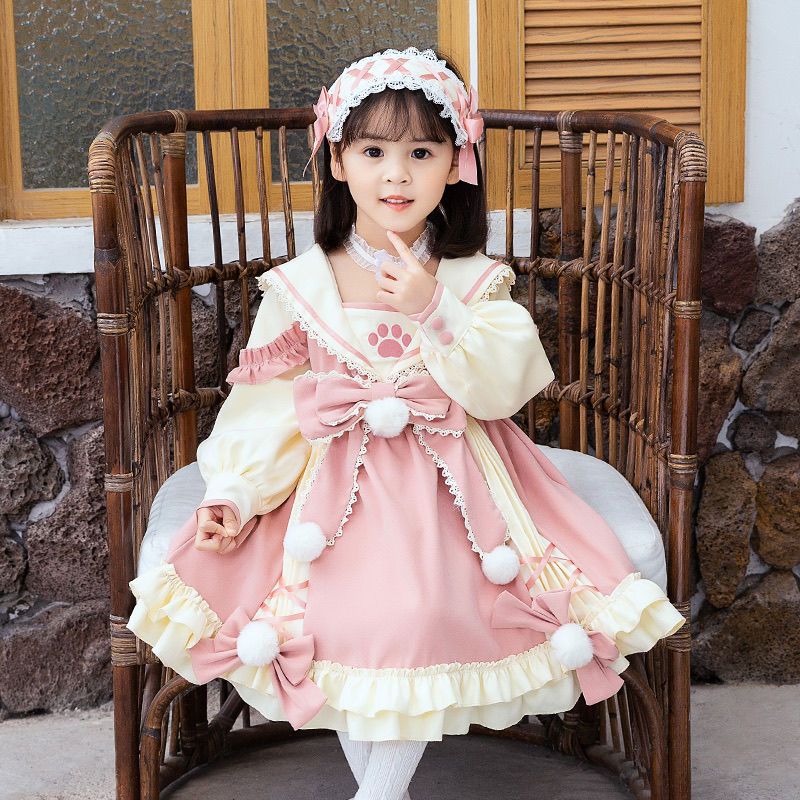 秋春女童lolita生日礼服裙子儿童萝莉塔连衣裙洛丽塔公主蓬蓬纱裙