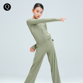 冰感运动套装 防晒套装 春夏短款 练功长袖 高腰微喇长裤 青青之舞